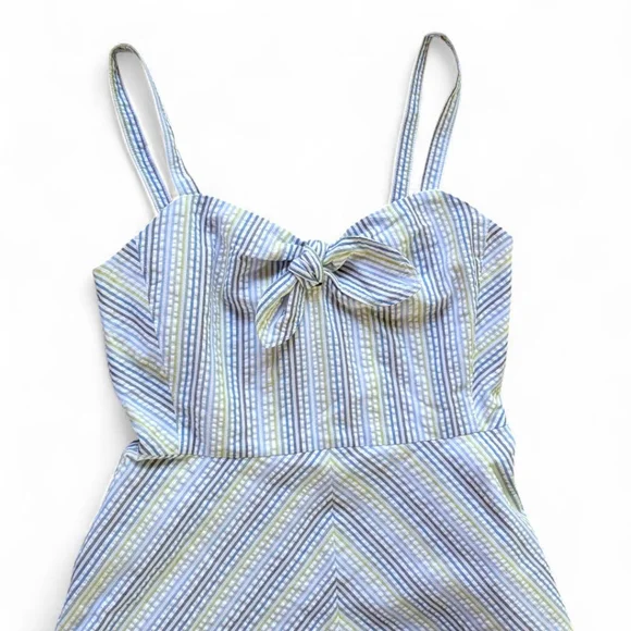 Draper James Seersucker Sleeveless Brystol Retro Summer Striped Dress  Womens 4